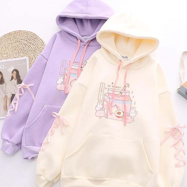Sudadera con capucha Conejos de leche de durazno