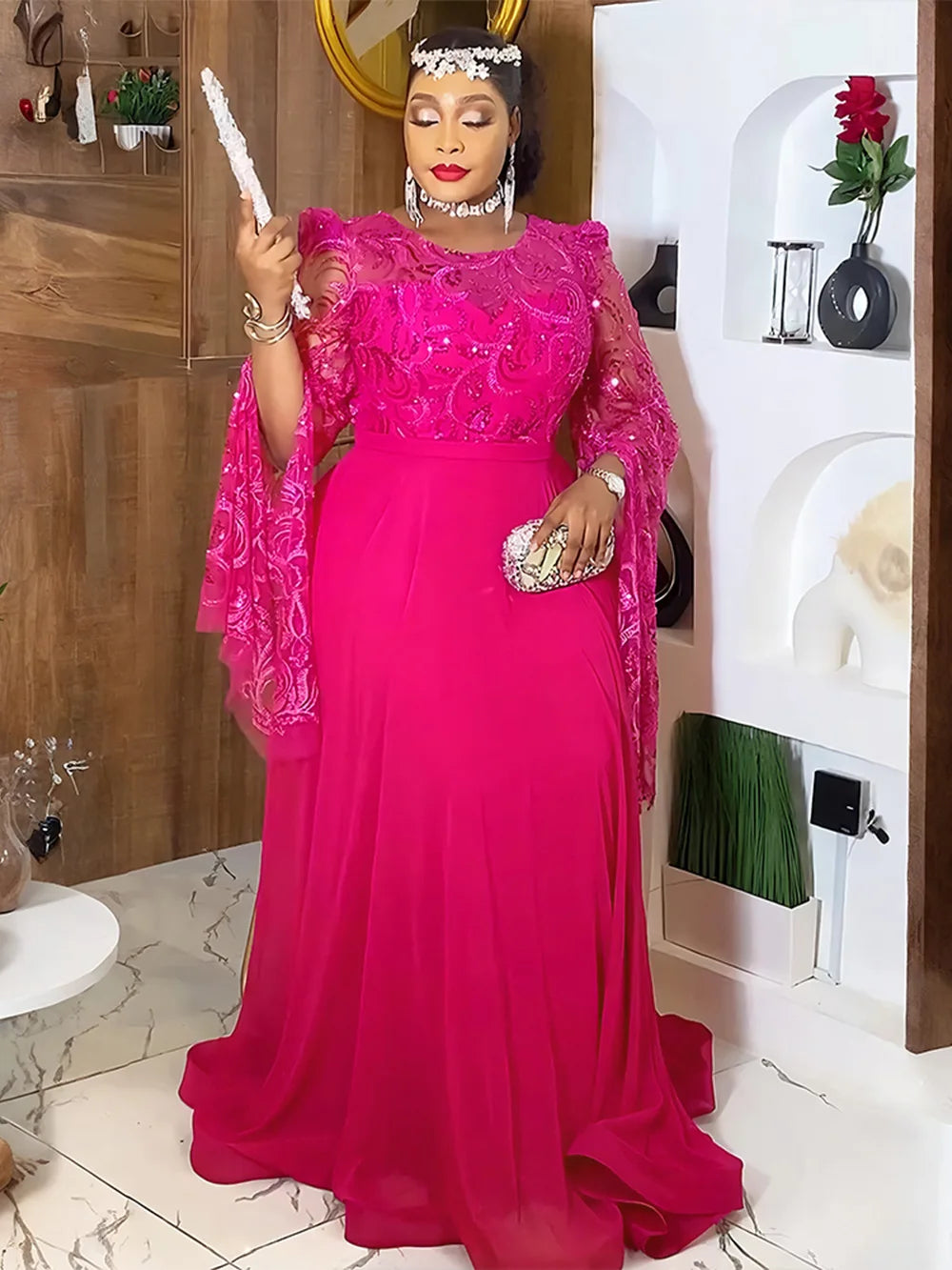 Elegant African Dresses for Women New Africa Clothing Plus Size Wedding Party Long Dress Dashiki Ankara Outfits Robe