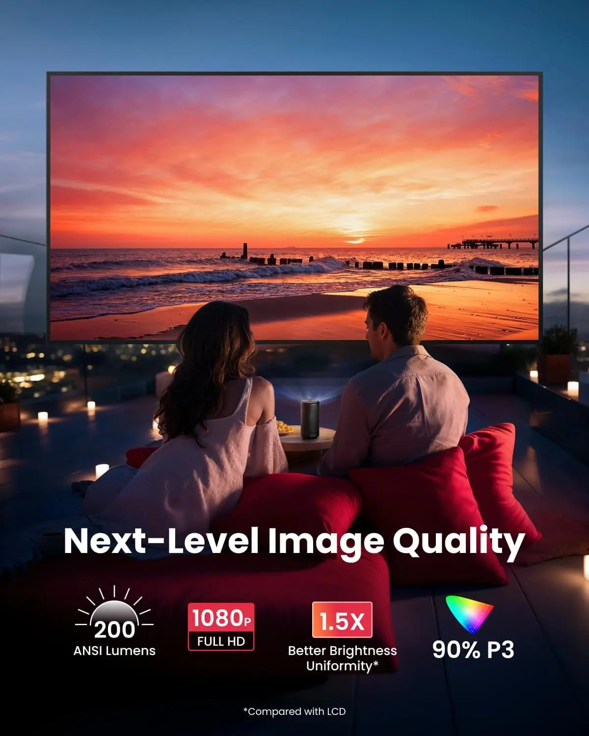 NEBULA Capsule 3 GTV Portable Mini Projector, Netflix Officially Licensed, 1080P Smart Projector with Wi-Fi (Refurbished)