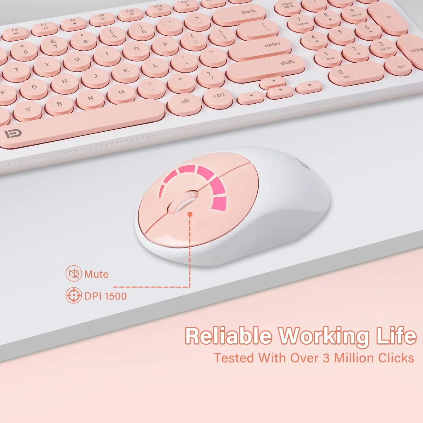 1 Set of 2.4G Wireless Keyboard and Mouse, Portable 95-key Multimedia key Office Mouse Kits, Silent Round Keyheads keyboard Mice