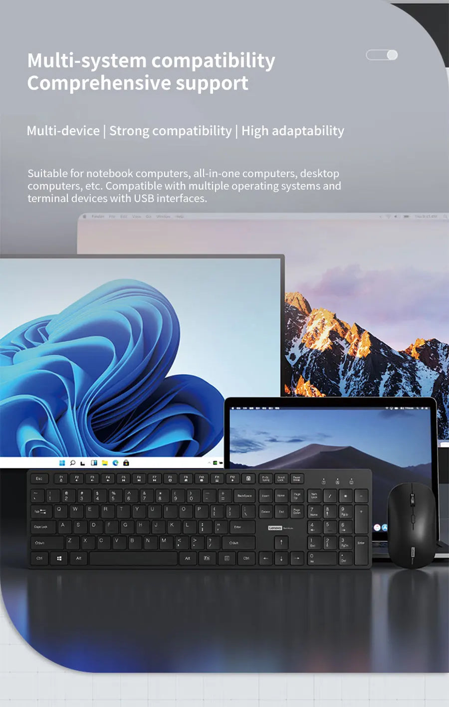 Lenovo Wired Mouse and Keyboard Set Classic Black Office Business Home Use Mouse 104Keys Silent Quiet Keyboard Combo for Laptop