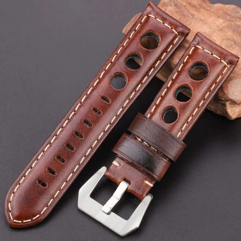 Samsung Galaxy Watch 7, 6, 5, 4 & FE Three-Hole Rally Leather Band