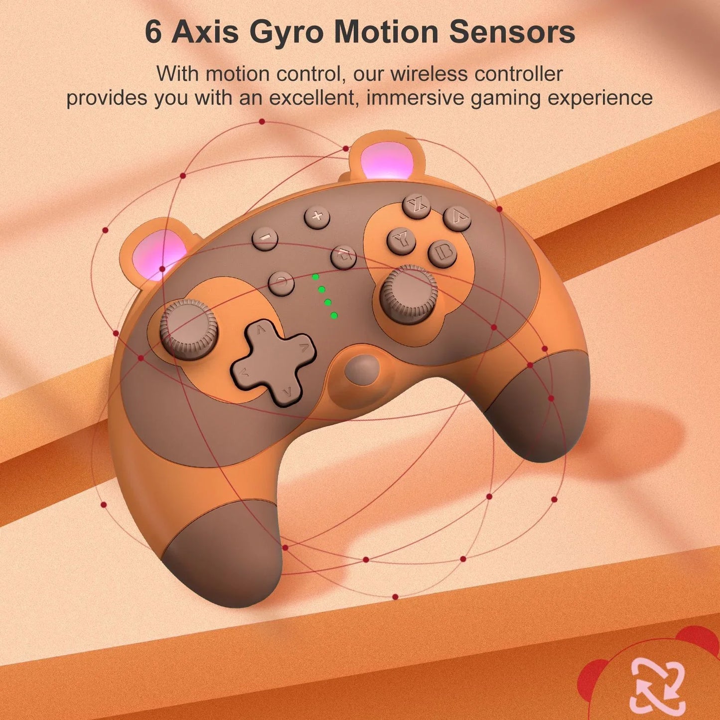 Dual-Operation Mode Gamepad with 6-Axis Gyro,Dual Vibration&Macro Programming,Large-Capacity Wireless Game Controller