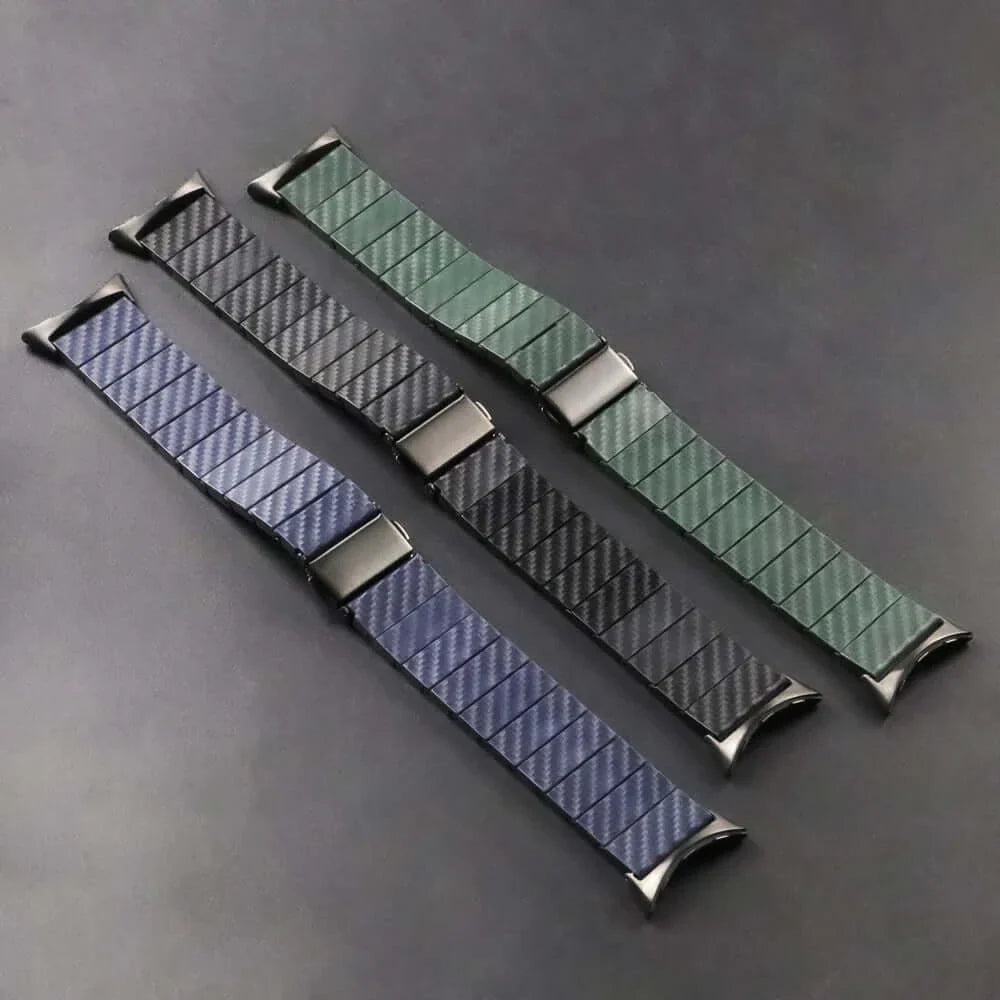 Google Pixel Watch 5, 4 & 3 41mm Carbon Fiber Pattern Link Band