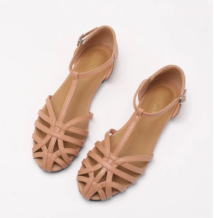 ZAROY Women's Sandals Summer Casual Footwear T-tied Cross Strap Flat Sandals Weave Hollow Roman Sandalia Zapatos сандали