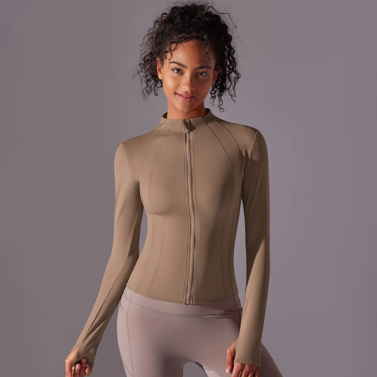 Women's Full Zip Yoga Top With Thumbholes