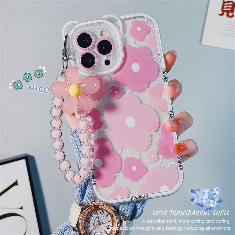 Funda de iPhone de oso con flores