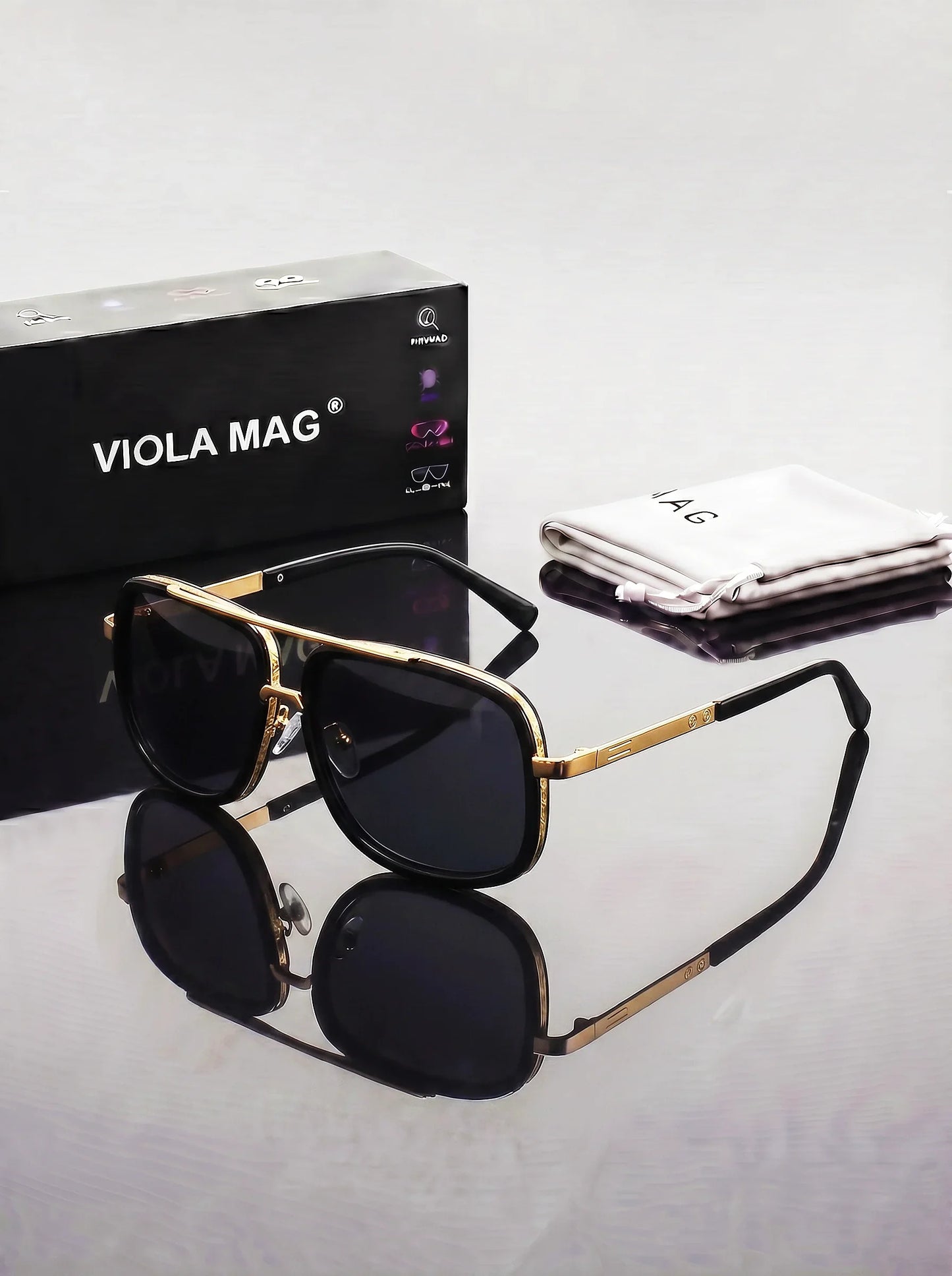 VIOLA MAG Luxury Retro Double Bridge Aviator Sunglasses, Premium  Pilot Eyewear, Fashion Designer Shades with Protective Velvet