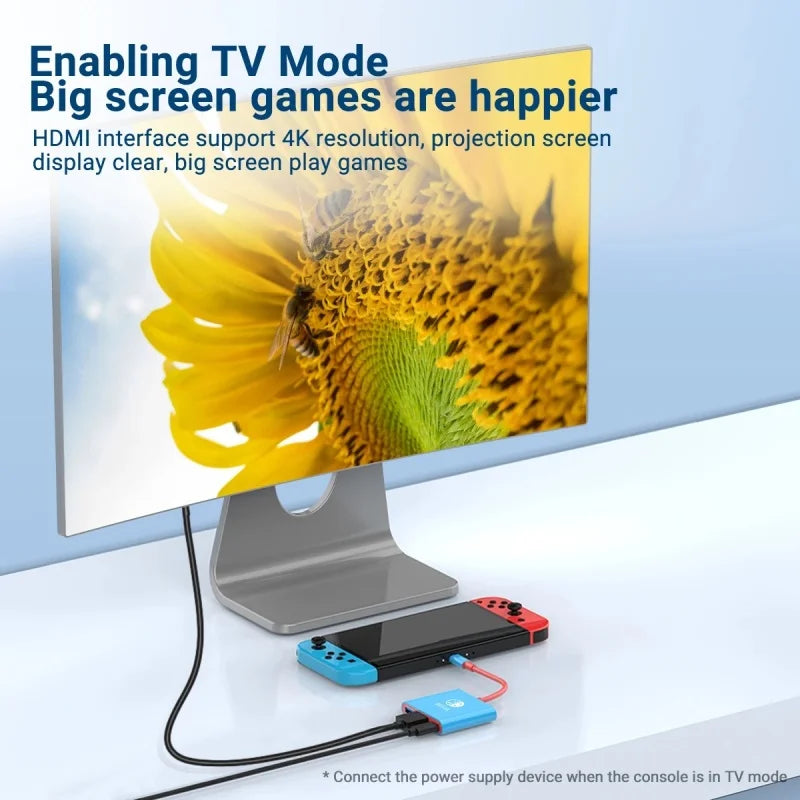 Portable  Switch Docking Station TYPE-C Hub with HDMI and USB 3.0 Perfect for Travel and Gaming