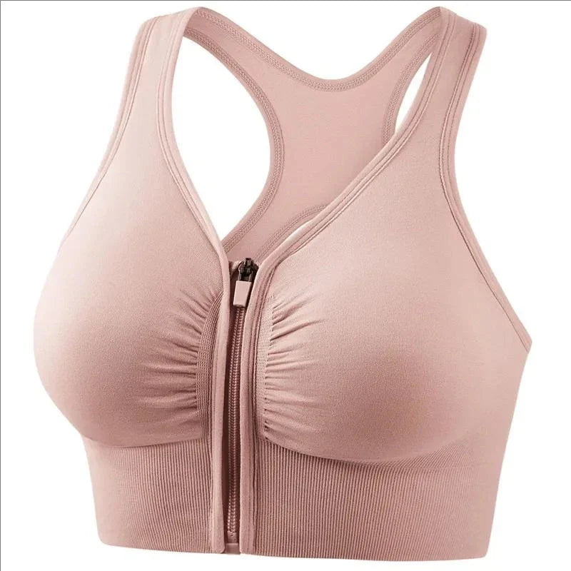 Sujetador deportivo para mujer con cremallera frontal