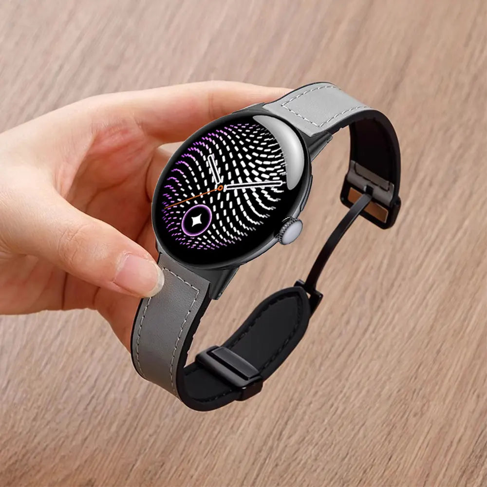 Google Pixel Watch 5, 4 & 3 Leather & Silicone Band, Magnetic Clasp