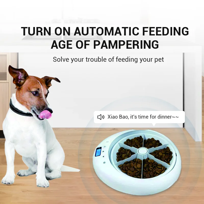 Pet adjustment Intelligent Led electric food dispenser Dog feeder 6 meals Cat automatic timing pet feeder