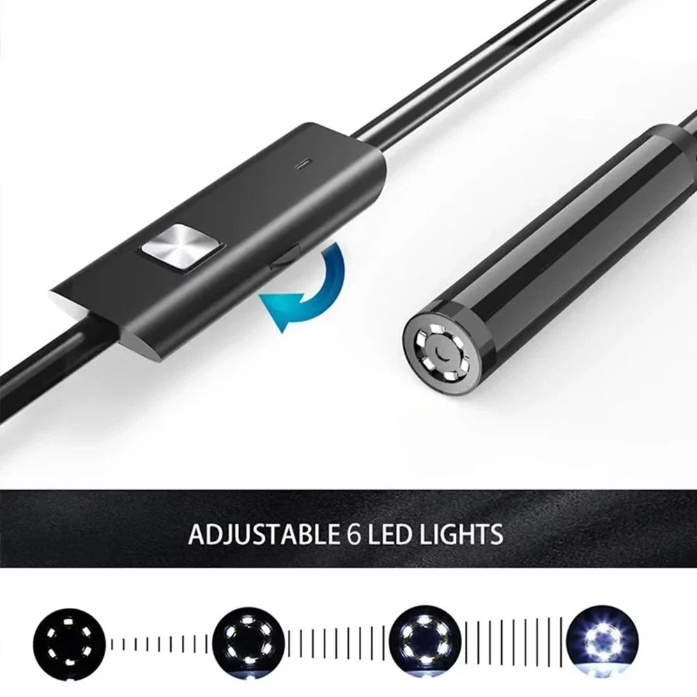 5.5/7.0MM Type-C Endoscope Camera  with 6 Adjustable LEDs USB Android Flexible Inspection Borescope for Phone PC