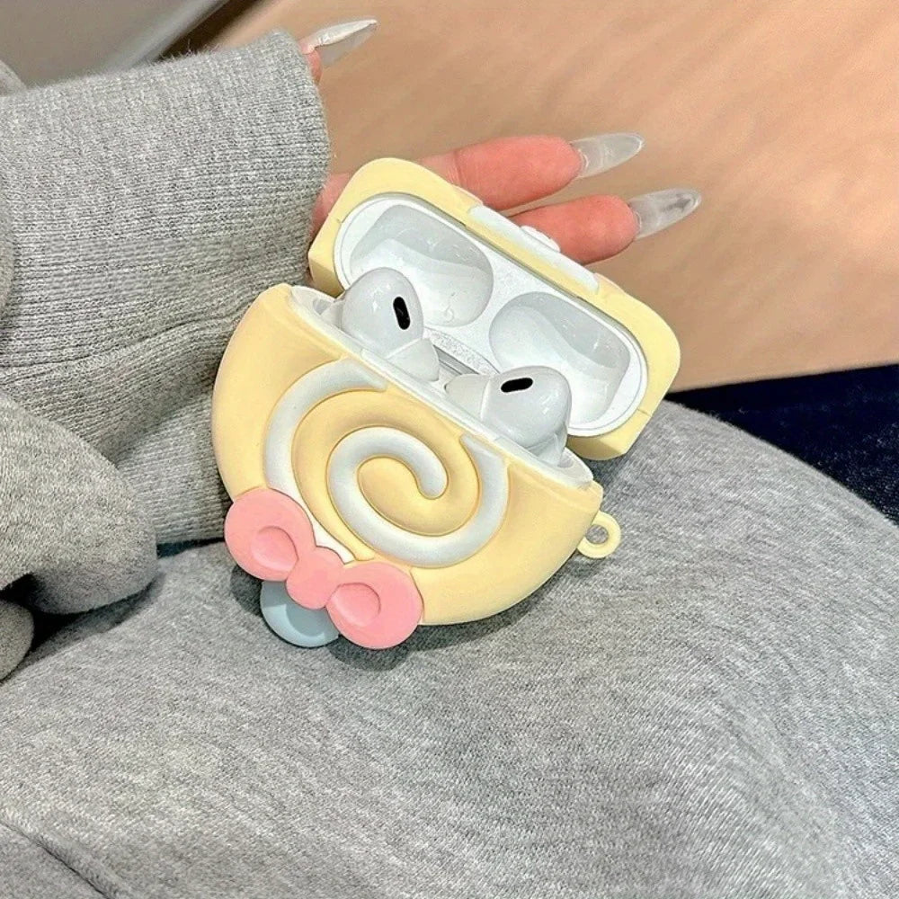 Funda para AirPods de piruleta con diseño de oso Kawaii