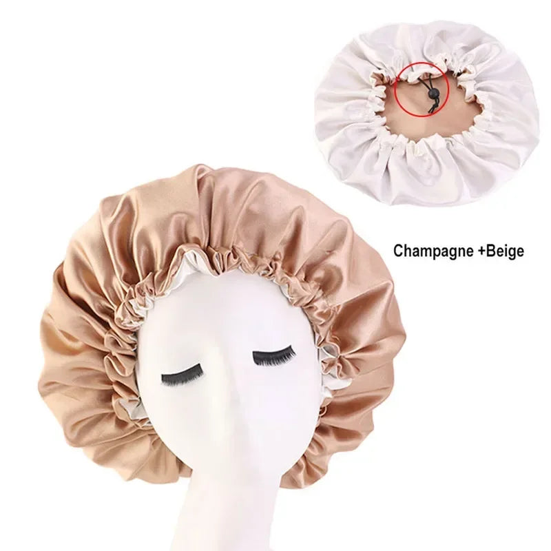 Newly Women's Satin Solid Sleeping Hat Night Sleep Cap Hair Care Bonnet Nightcap For Women Men Unisex Cap bonnet