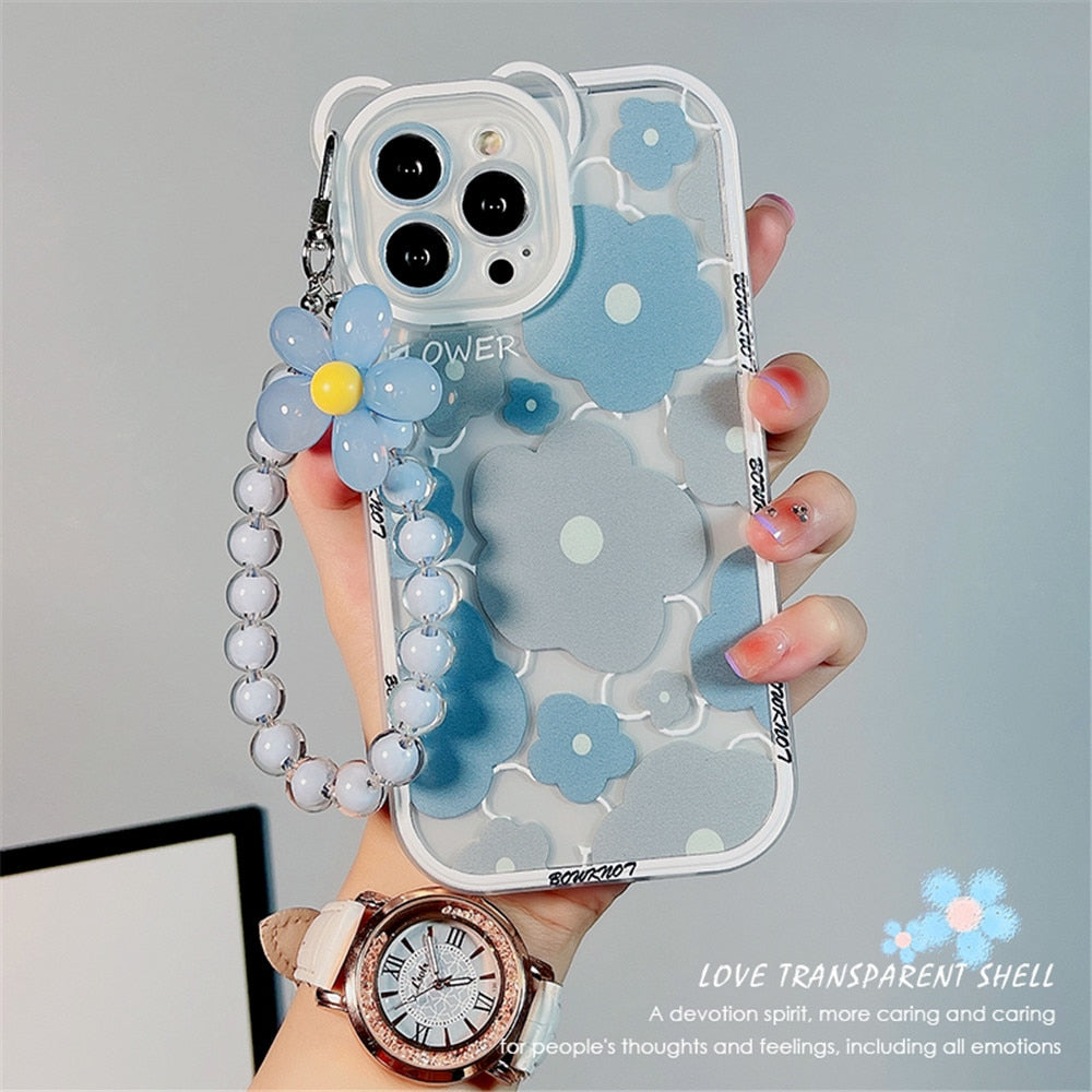 Funda de iPhone de oso con flores