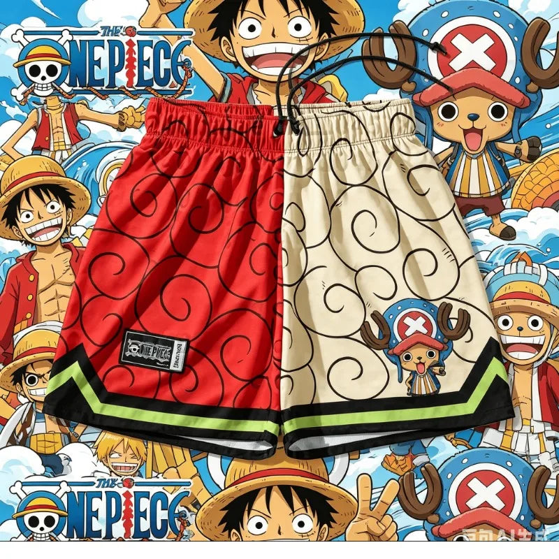 One Piece Monkey D Luffy Gear 5 Short Pants for Men Animal Pattern Beach Shorts Summer Hawaiian Board Shorts 2026 New