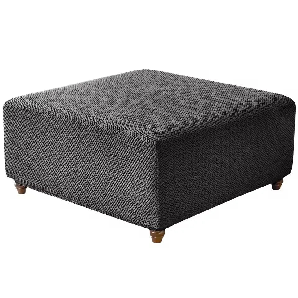 T-Shape Jacquard Square Stool Cover Ottoman Stool Cover Elastic Sofa Footrest Slipcovers for Living Room Office Home Decor