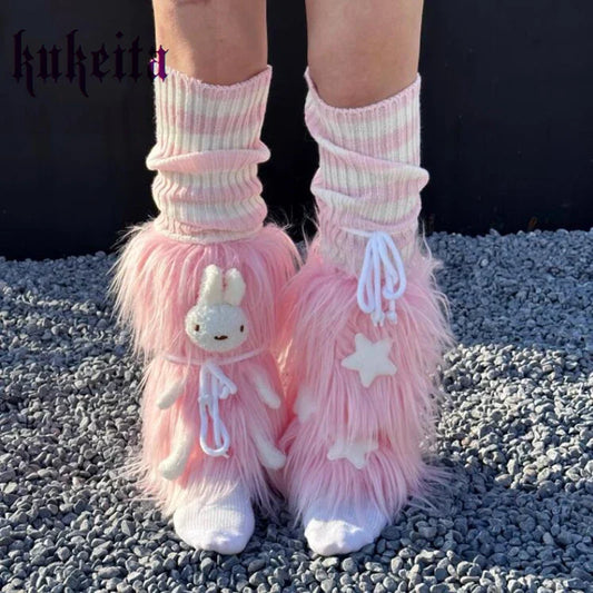 Calentadores de piernas Harajuku Furry Bunny