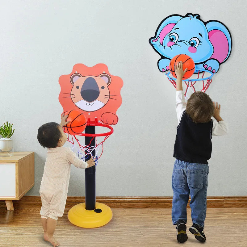 Kids Adjustable Basketball Stands Cartoon Animals Shape Shooting Basket Indoor Outdoor Sports Games Basketball Hoop