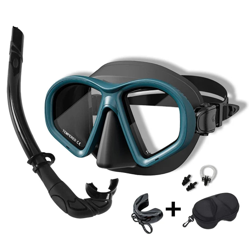 Professional Wet Low Volume Freediving Mask, Tempered Glass Dive Mask, J-Type Diving Mask, Snorkel Set, Buceo, 수영, 스노클링, 마스크