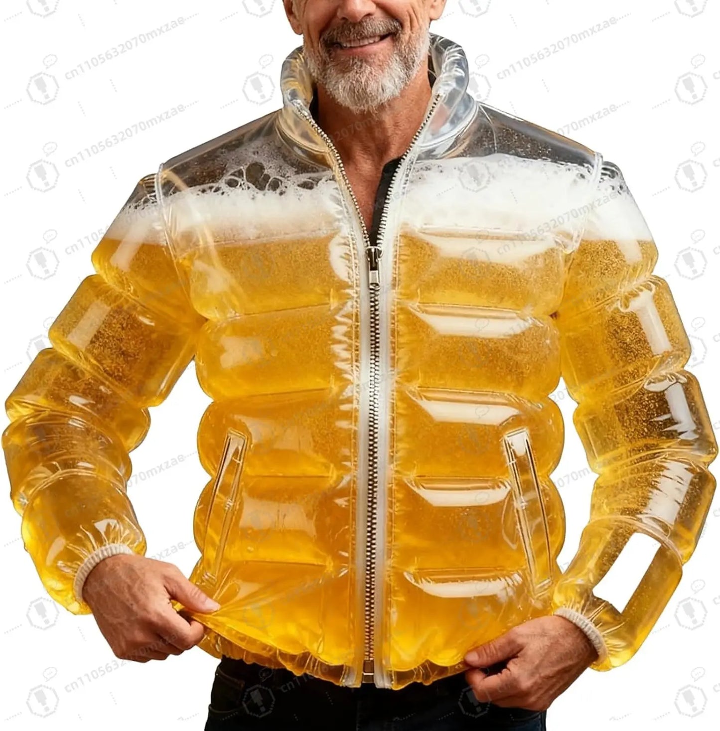 Beer Jacket With Straw for Men Women Transparent Warm Beer Puffer Jacket Drunk Jackets for Parties & Carnival Celebrations