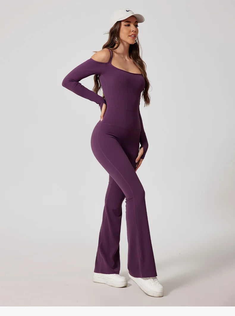 Mono de Yoga para Mujer, Peto Deportivo, Pantalones Acampanados