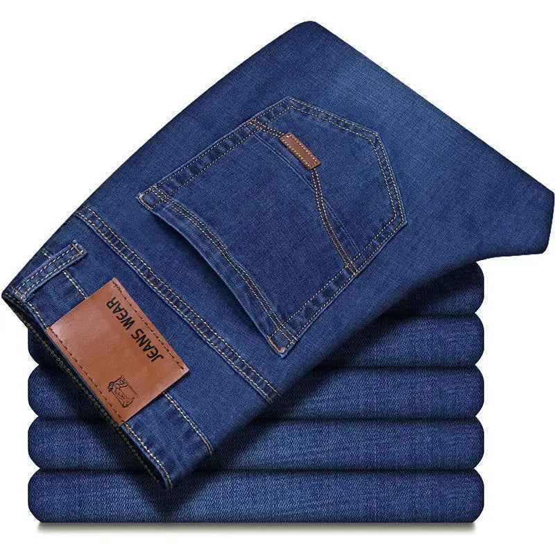   2025 Men NEW Men's Fashion Business Jeans Classic Style Casual Stretch Slim Jean Pants Male Brand Denim Trousers Black Blue Me
