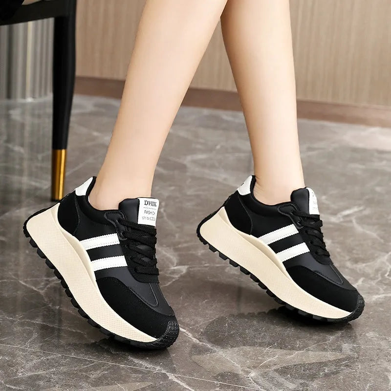 2026 Summer Thick-Soled Women Shoes Height-Increasing Women Sneakers Casual Skate Shoes Lace-Up Sports Running Shoes for Women