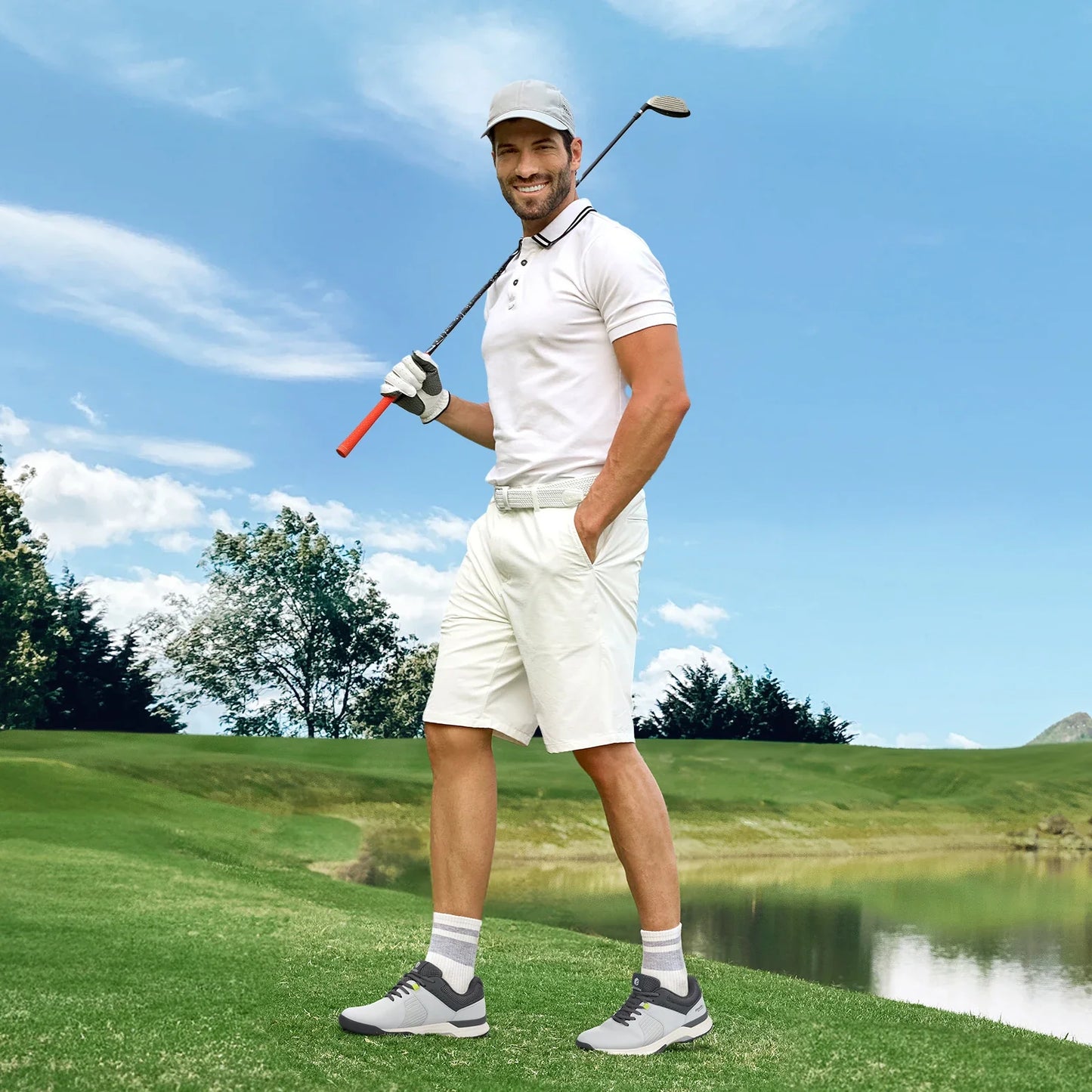 FitVille Wide Men's Golf Shoes Water Resistant Professional Golfing Sneakers Outdoor Spiked Golf Sports Shoes for Men Relif Pain