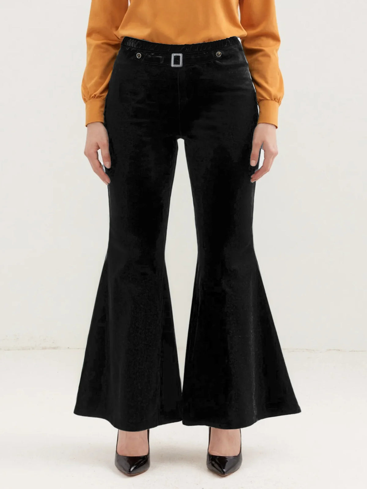 spring and autumn versatile wide-leg pants with metal decoration large size gold velvet wide-leg pants casual pants