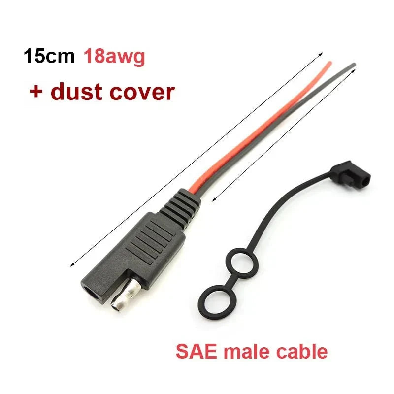 DIY SAE 12V 18AWG 15CM Power Automotive Extension Cable Male Female Plug Wire Connector Cable