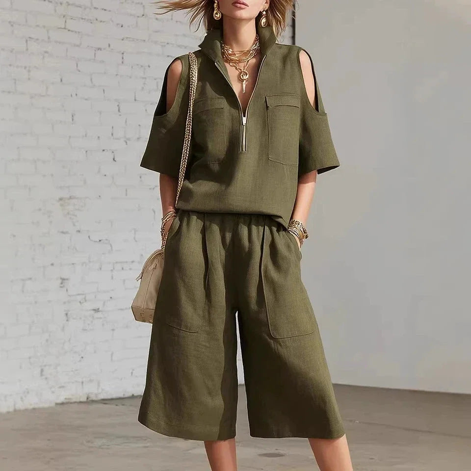 2026 Summer Cross Border New Foreign Trade Women's Clothing Short Sleeve Shorts Shirt Loose Pants Two Piece Sets Casual Clothes