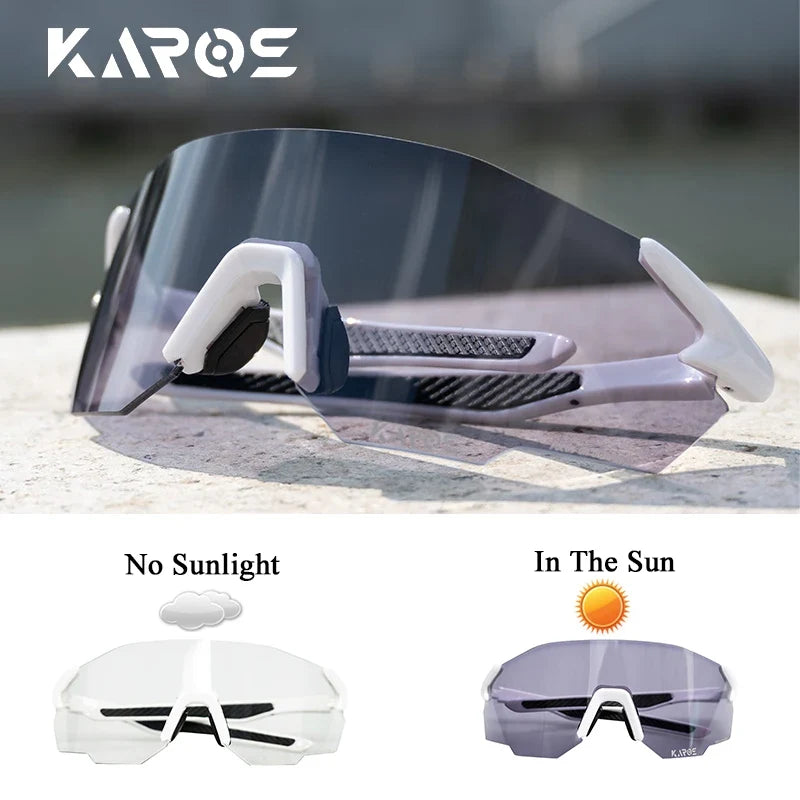 KAROS Photochromic Cycling Glasses MTB Road Bike Eyewear Men Women Outdoor Sports Sunglasses Adjustable Lens for Bicycle K01