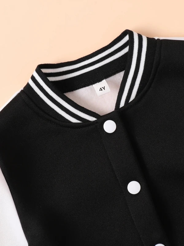 Boys' Black and White Letter "a" Varsity Jacket and Sweatpants