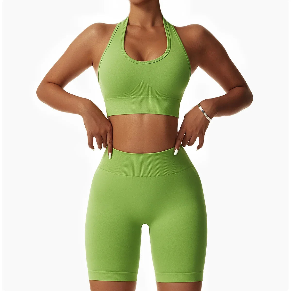 Sexy Halter Yoga Bra Gym Workout Push Up Running Sports Underwear Gathering Sports Vest Beautiful Back Fitness Top