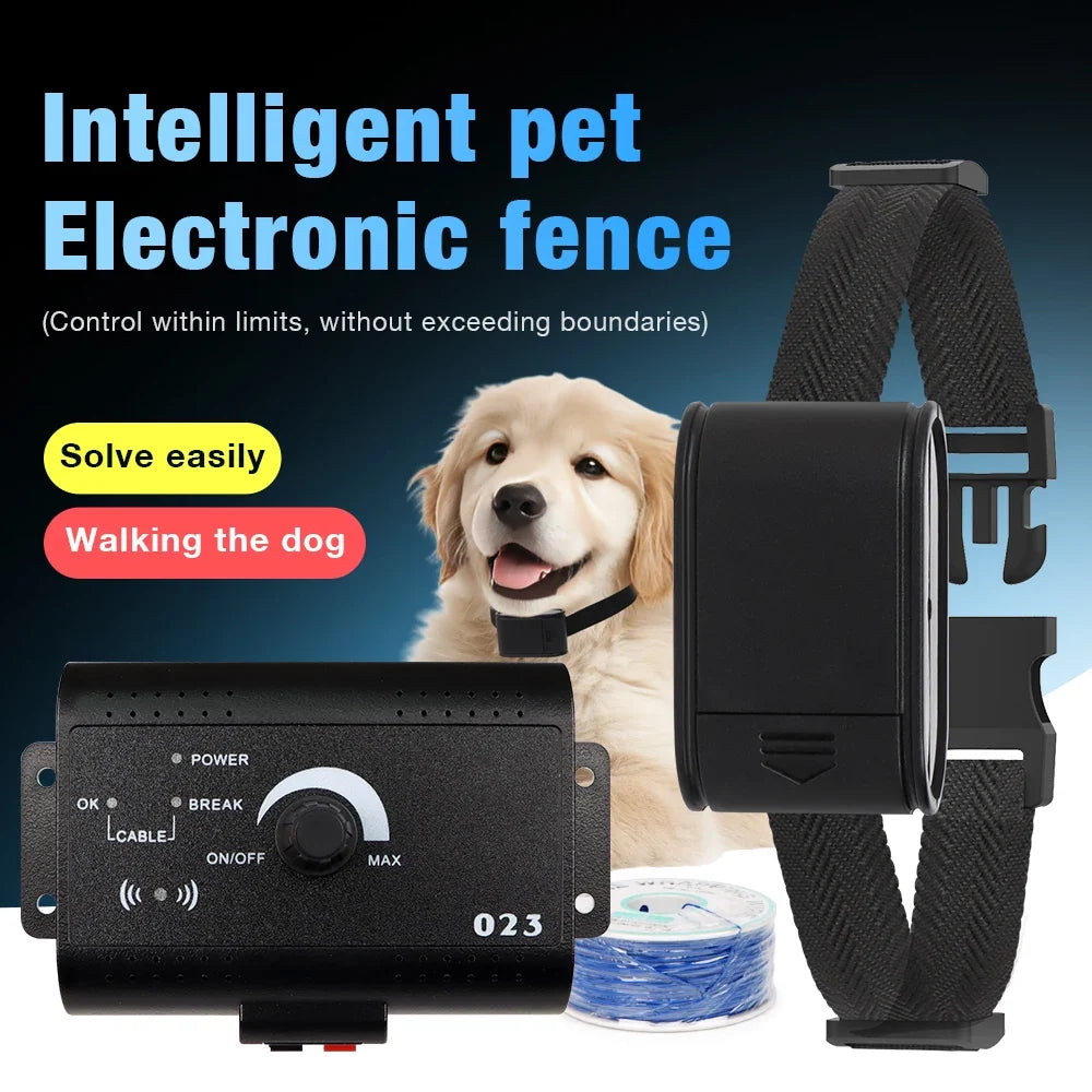 1.2 Acres Electronic Pet Fence System Adjustable Control Range Dog Fencing Dog Training Collar Electric Dog Sound Shocked Collar