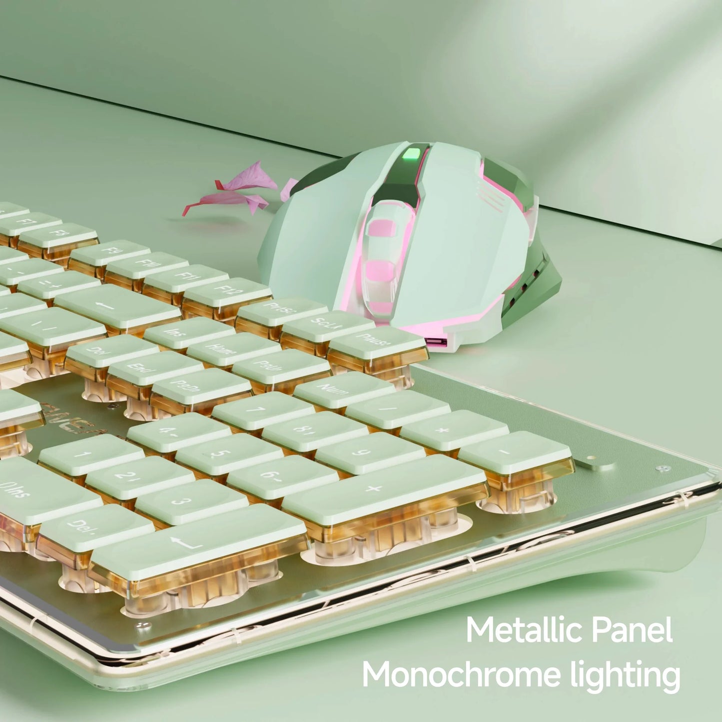EWEADN Wireless Gaming Keyboard and Mouse Set, 104 Silent Keys, Backlit, All-Metal Panel, Ergonomic, Quiet Typing