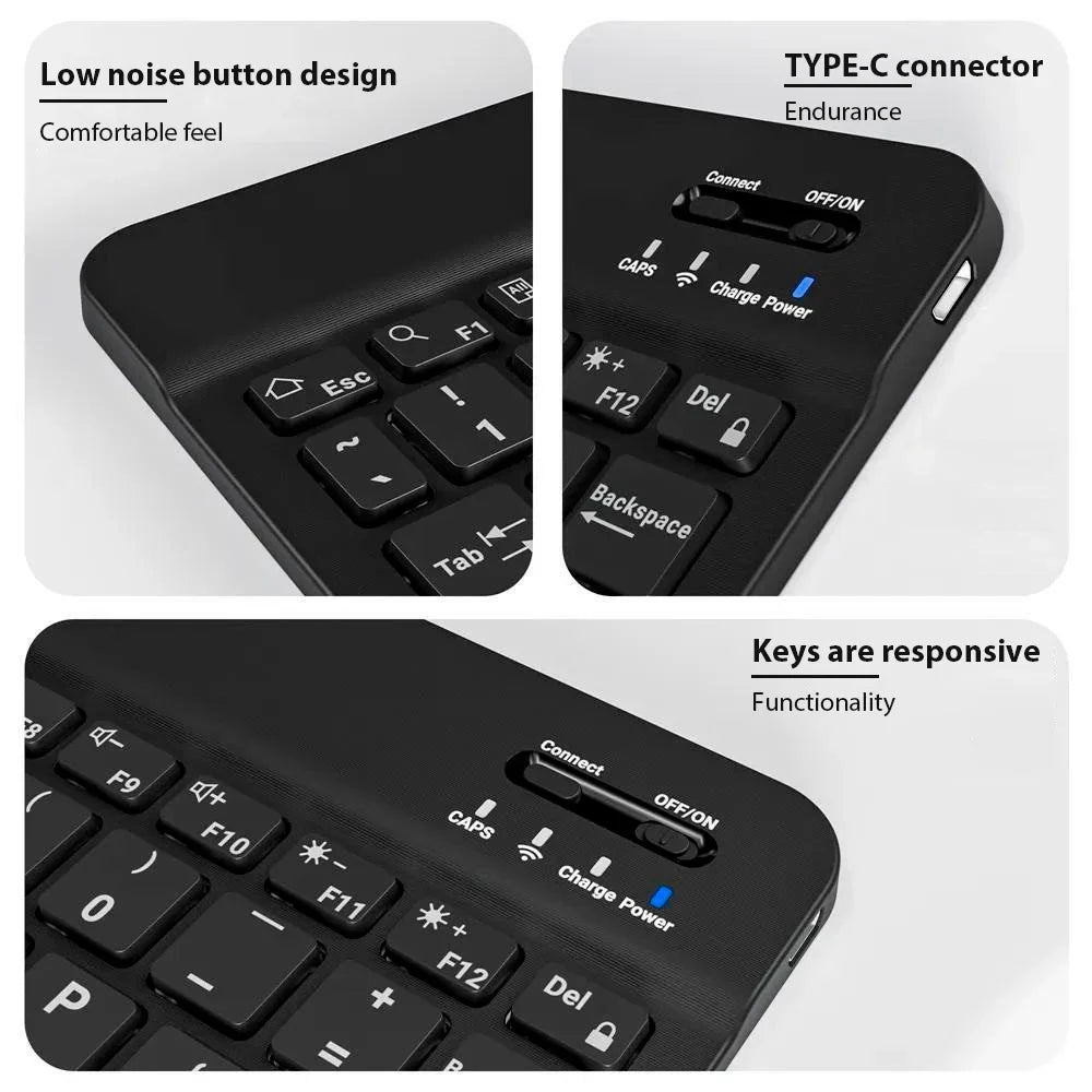 Bluetooth Wireless Keyboard and Mouse Combo Portable Mini Rechargeable for iPad Tablet Mobile Phone Android iOS Windows PC