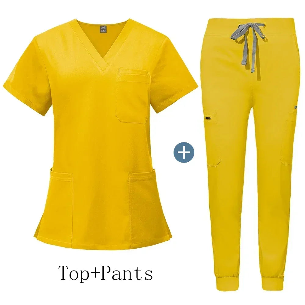 Unisex V-Neck Scrub Set with Jogger Pants