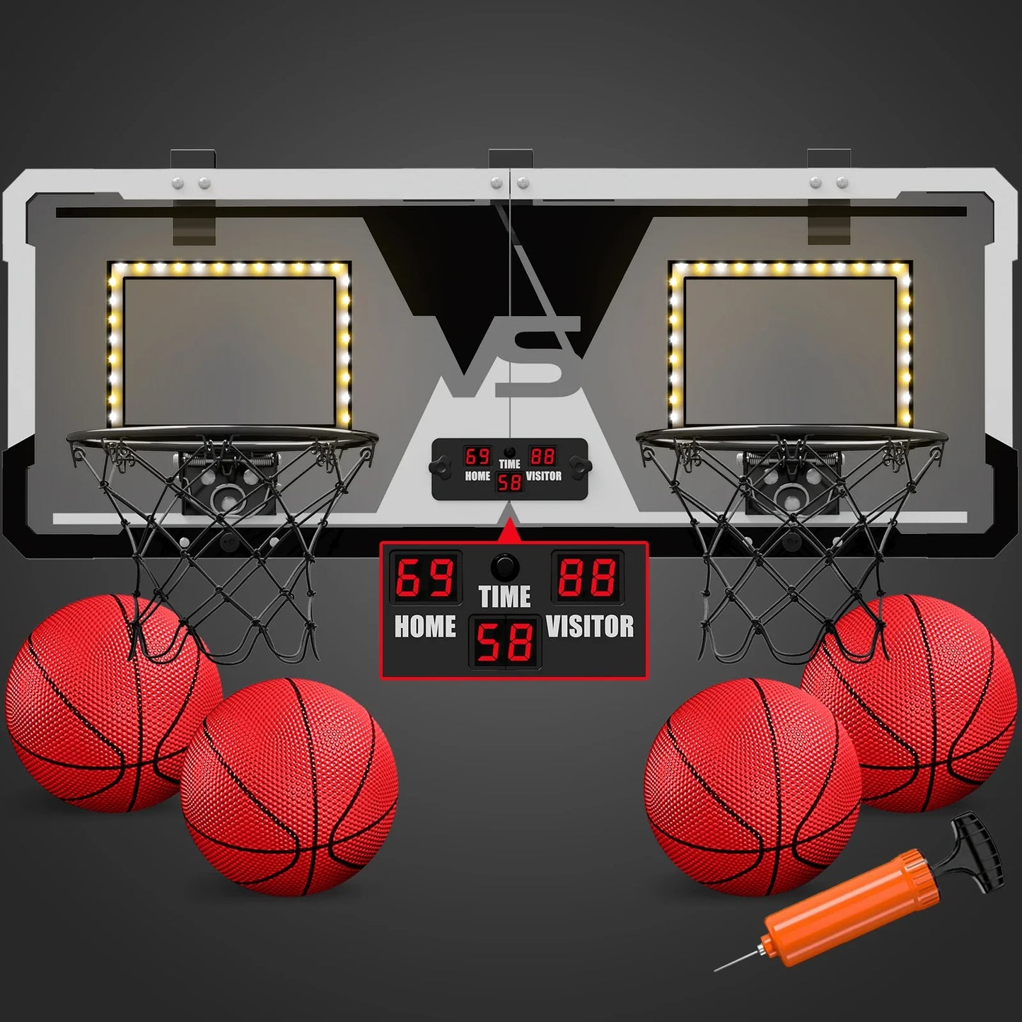 Basketball Hoop Double Children Home Exercise Scoring Funny Game Kids Basketball Hoop Set Wall Frame Stand Hanging Backboard