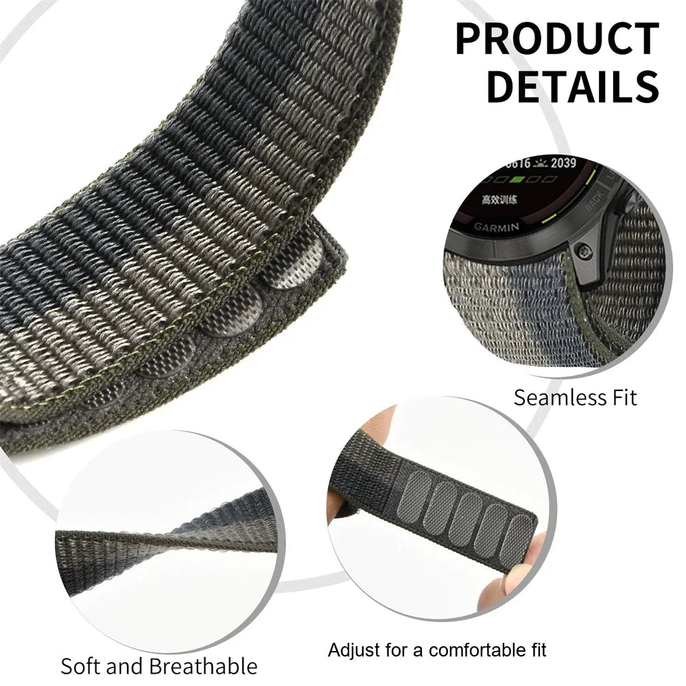 Garmin QuickFit 22/26mm Soft Nylon Hook-and-Loop Sport Band