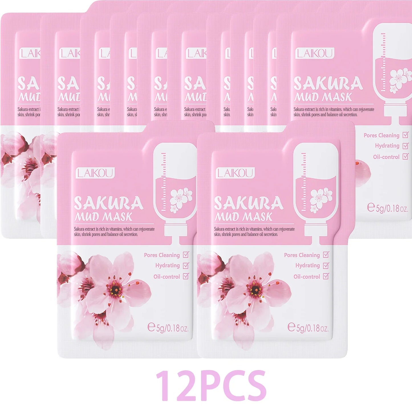 LAIKOU Japan Sakura Clay Mud Mask Hydrating Gentle Cleansing Refreshing Oil Balancing Daily Facial Skin Care Mask 5g