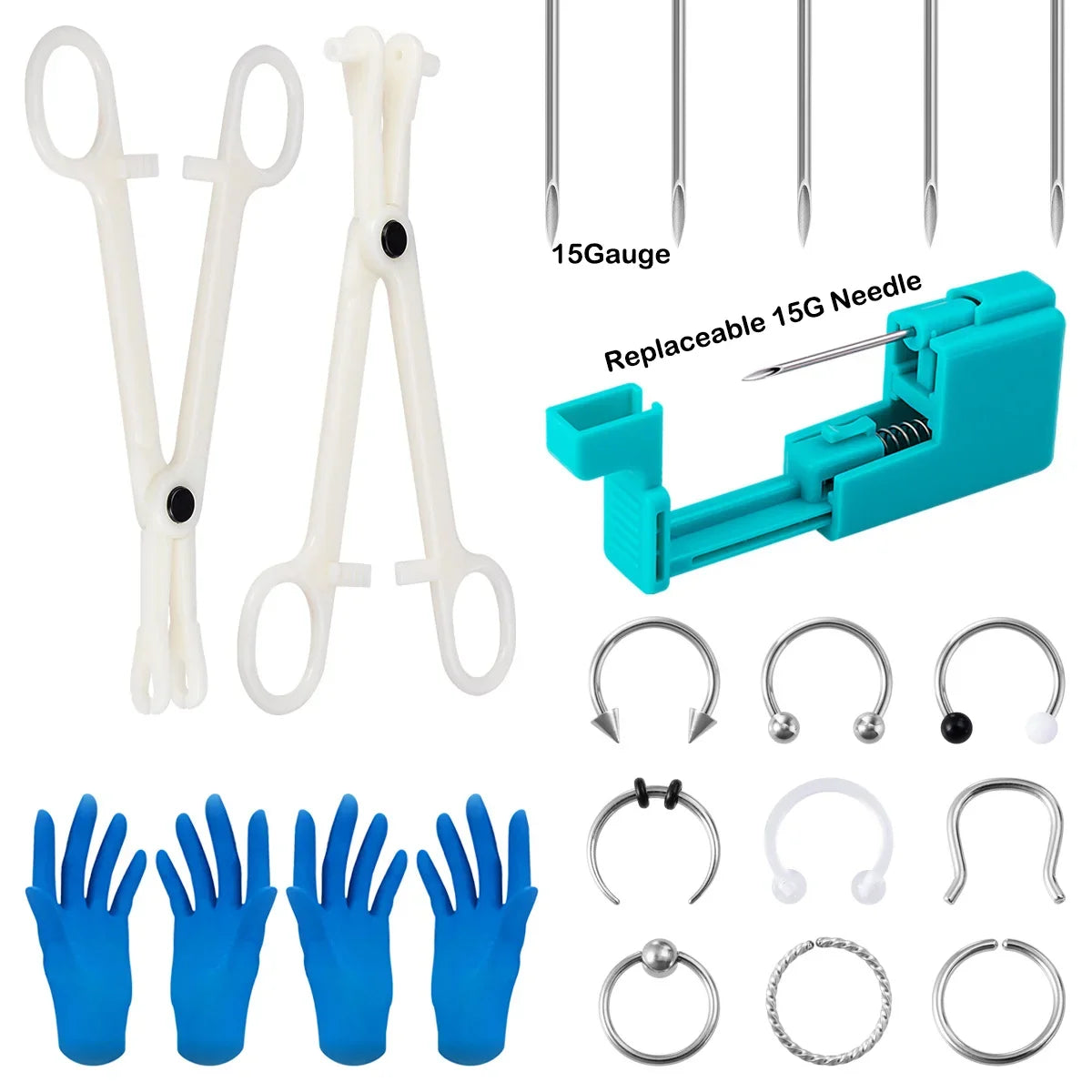 Body Piercing Tool Kit Easy to Use Body Piercing Gun Lip Nose Tongue