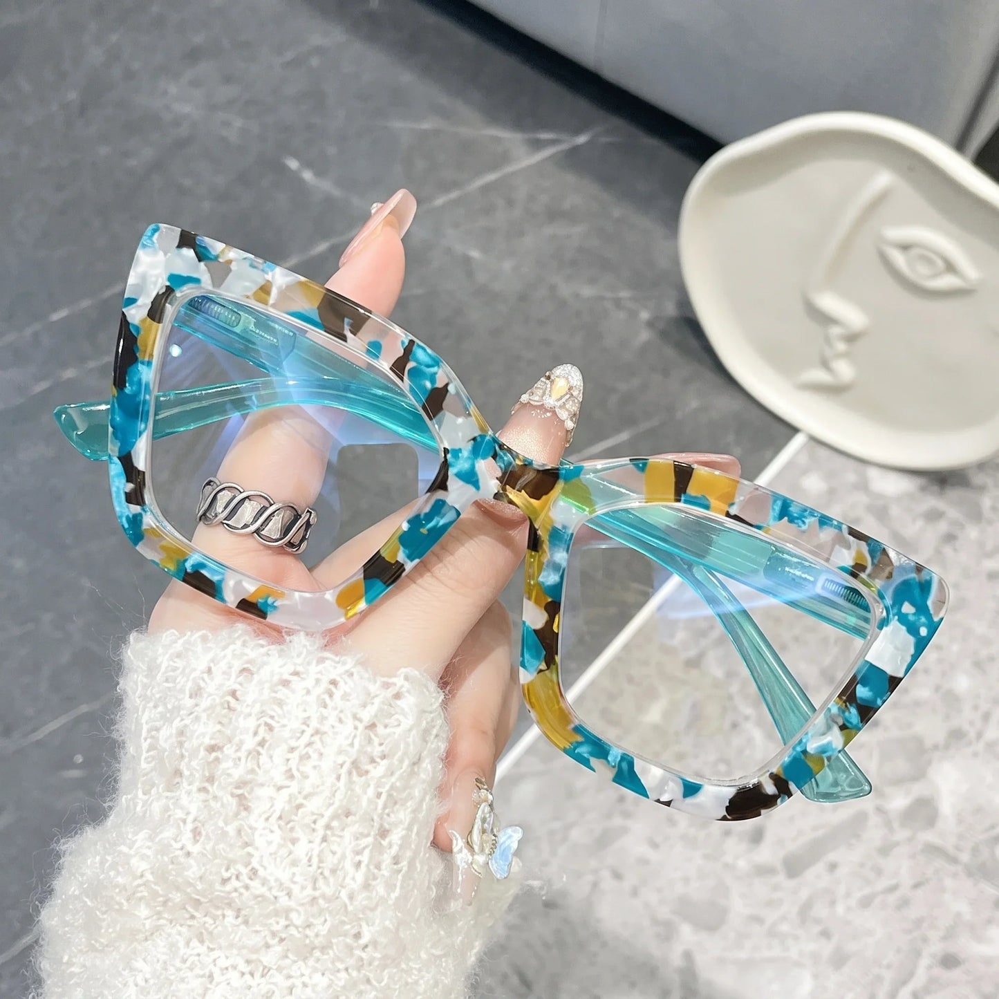 Fashion Floral Cat-Eye Reading Glasses for Women, Home Office & Phone Viewing, Face-Shaping Trendy Reading Glasses