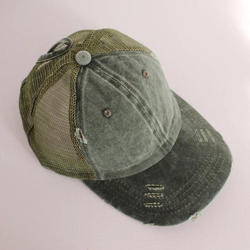 Distressed Ponytail Baseball Cap