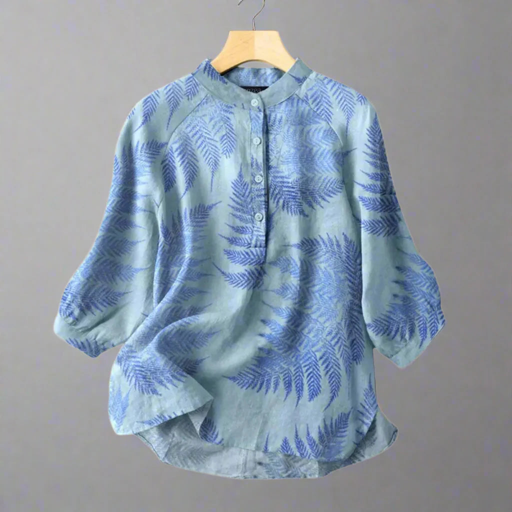 Blusa vintage de algodón y lino con botones