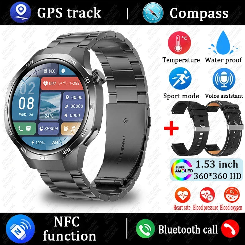 2025 New Watch 5 MAX Smart Watch HD AMOLED Screen NFC GPS Tracker Bluetooth Call Waterproof Sports Health Smartwatch Men Women