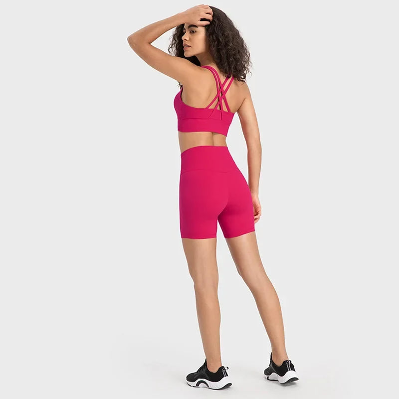 Nude Feel Yoga Sets  Cross Back Bra & Joggers