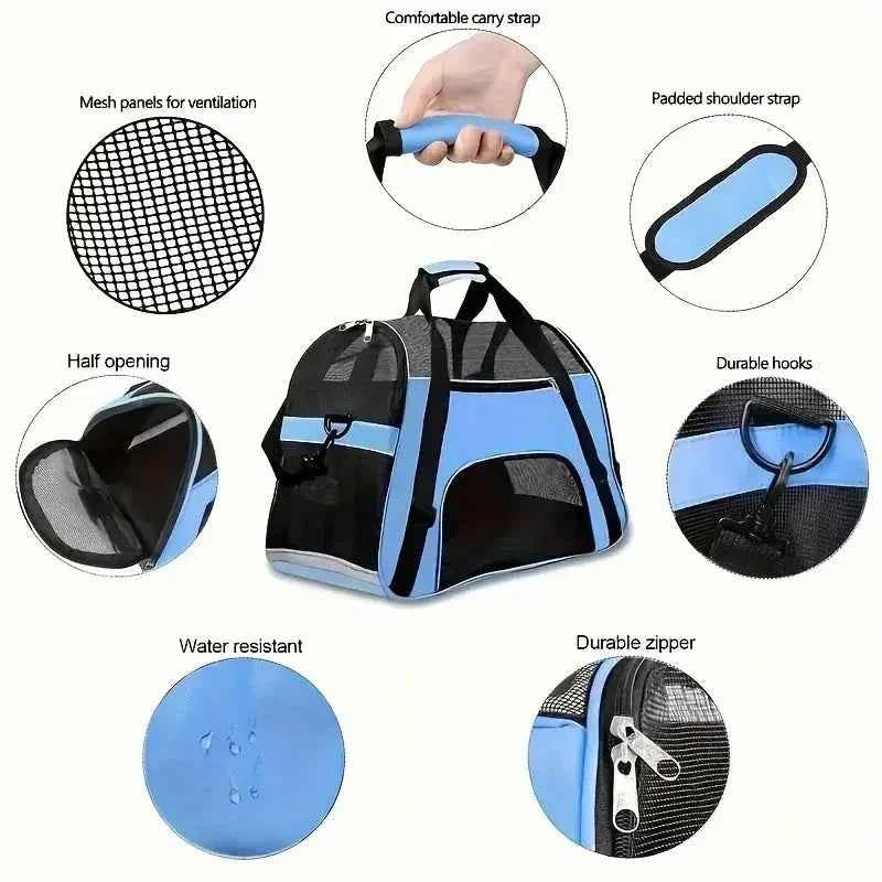 Portable Mesh Pet Carrier Handbag for Cats and Small Dogs